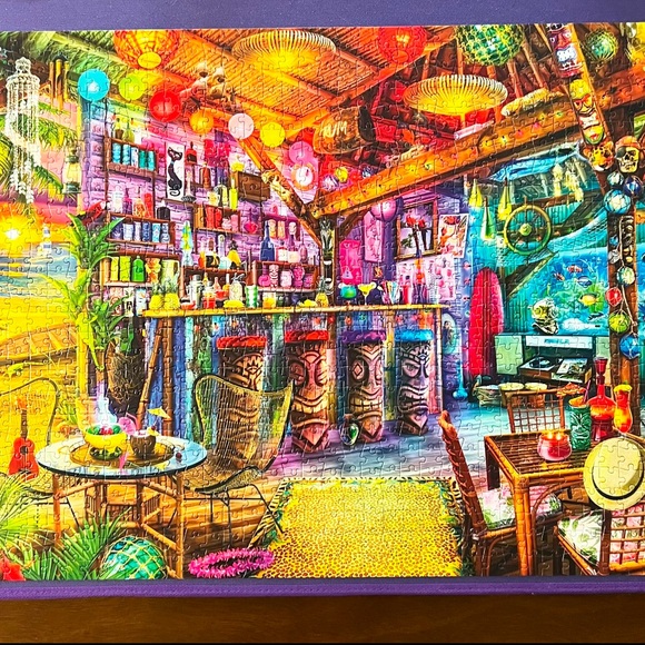 Tiki Beach Sunset 1,000 Piece Puzzle - Picture 2 of 4